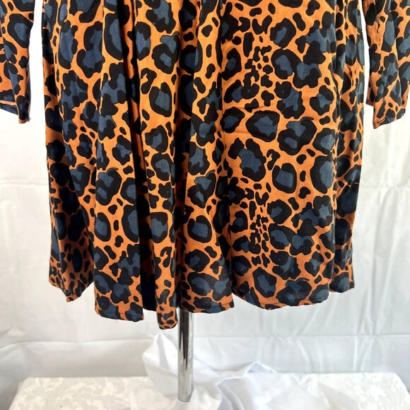 Topshop Animal Print Mock Neck Long Sleeve Bold Statement Dress Size 6 - Picture 6 of 11